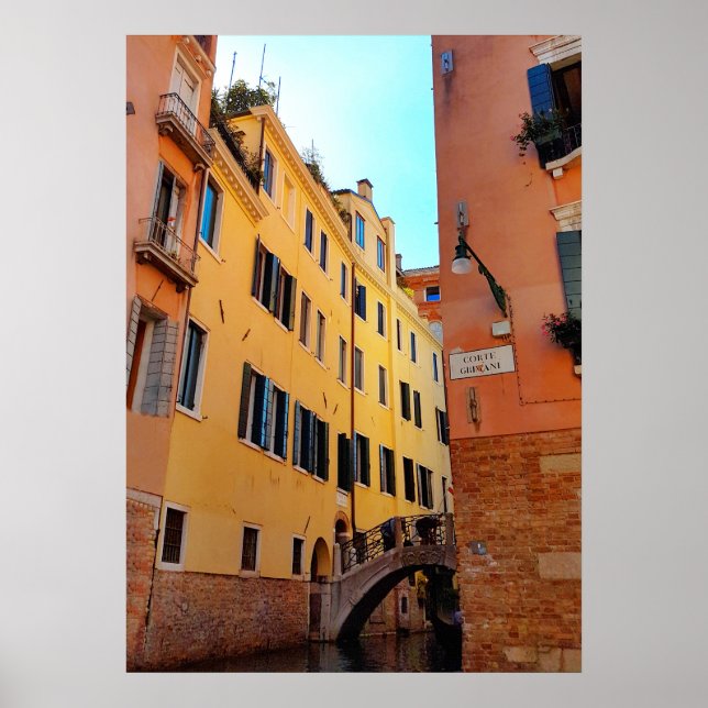 Venice Canal Bridge Brick Wall Architecture Poster (Framsidan)