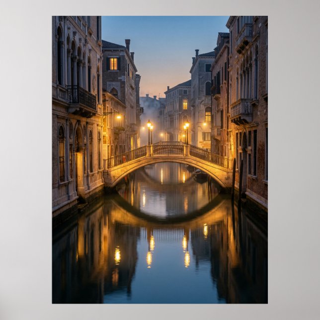 Venice Canal Bridge i skymningen Poster (Framsidan)