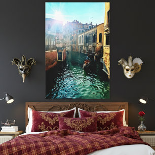 Venice Canal Gondola Italiensk Arkitektur Foto Canvastryck