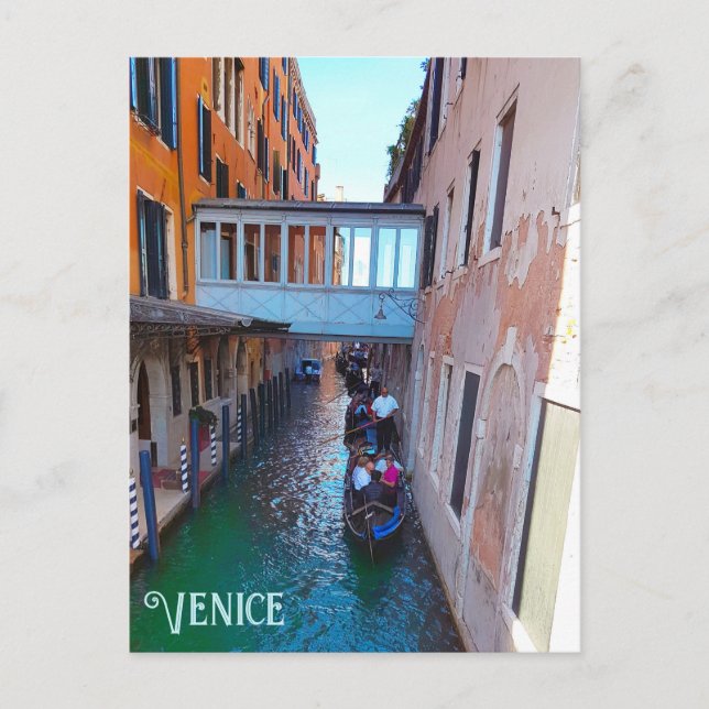 Venice Canal Gondolas Covered Skypromenazzos Vykort (Framsida)