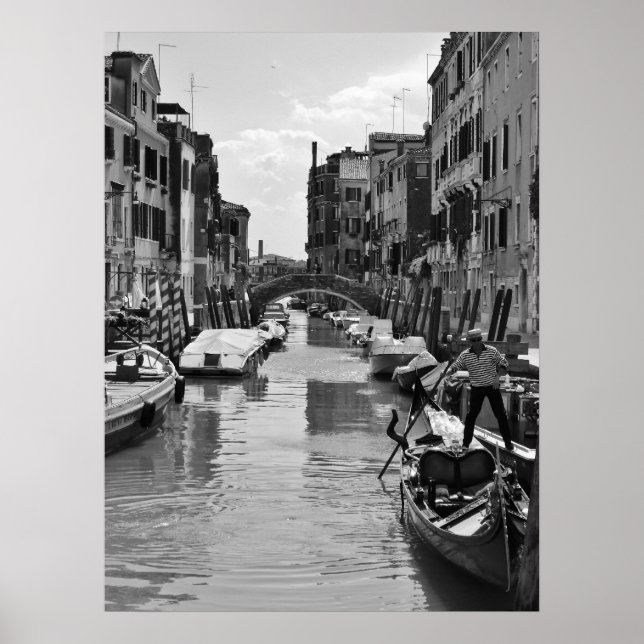 Venice Canal Poster Black and White (Framsidan)