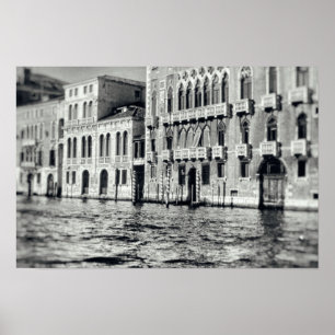 Venice Canal Waterway Italien Black & White Byggna Poster