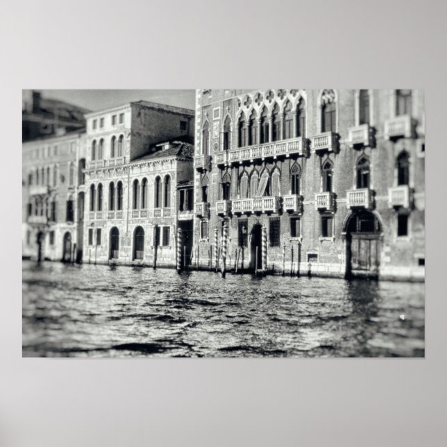 Venice Canal Waterway Italien Black & White Byggna Poster (Framsidan)