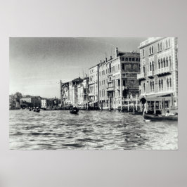 Venice Canal Waterway Italien Gondola Black & Whit Poster