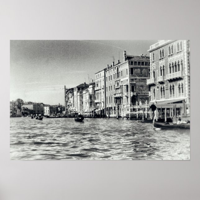 Venice Canal Waterway Italien Gondola Black & Whit Poster (Framsidan)