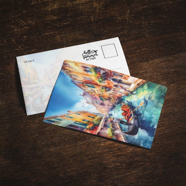 Venice Canals Italien Watercolor Postcard Inbjudningar (Skapare uppladdad)