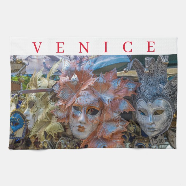 Venice Carnival masks tehanddum Kökshandduk (Horisontell)