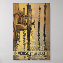Venice et le Lido gondola däcket vintage resor art