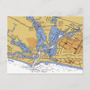 Venice, Florida nautical Harbour Chart Postcard Vykort
