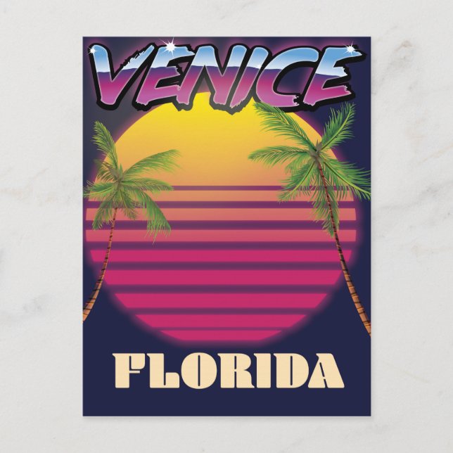 Venice Florida retro-semester poster Vykort (Framsida)