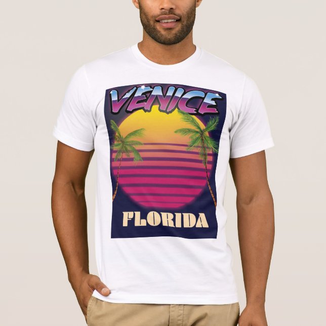 Venice Florida retro-semestervecka affisch Tee Shirt (Framsida)