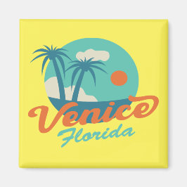 Venice Florida Retro Stil Handflatan Träd och Beac Magnet