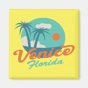 Venice Florida Retro Stil Handflatan Träd och Beac Magnet
