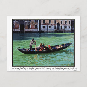 Venice Gnadola & Canal med Kärlek-citat Vykort