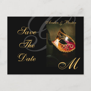 Venice Gold Masquerade Mask Spara Datum Postkort Meddelande Vykort