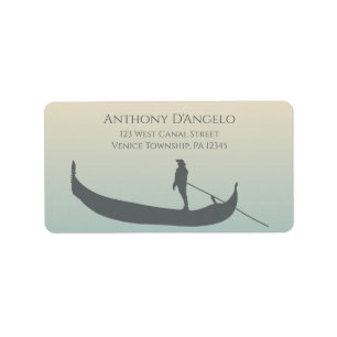 Venice Gondola Silhouette på Sunset Returadress Adressetikett