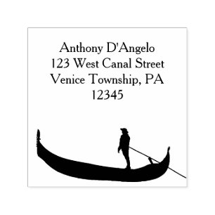 Venice Gondola Silhouette Returadress Självfärgande Stämpel
