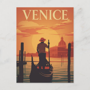 Venice Gondola Sunset Vykort