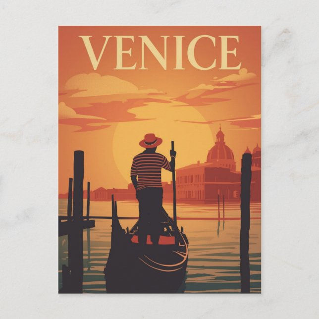 Venice Gondola Sunset Vykort (Framsida)