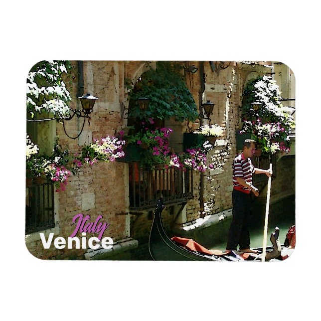 Venice Gondolier Travel Souvenir Magnet (Horisontell)