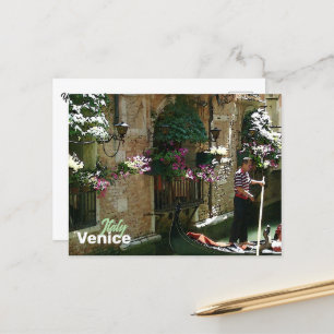 Venice Gondolier Travel Souvenir Vykort