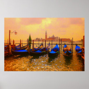 Venice Grand Canal & Gondolas Italien Travel Artwo Poster
