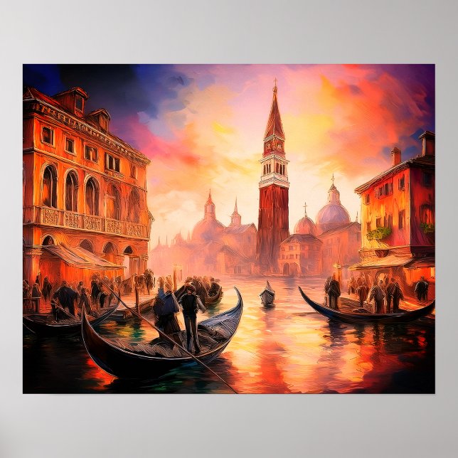 Venice Grand Canal, Gondolas och San Marco | Poster (Framsidan)
