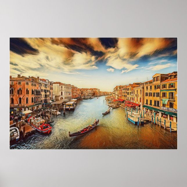 Venice grand canal med gondolas poster (Framsidan)