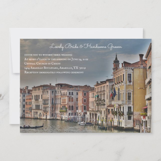 Venice Grand Canal Wedding bjudande Inbjudningar (Framsida)