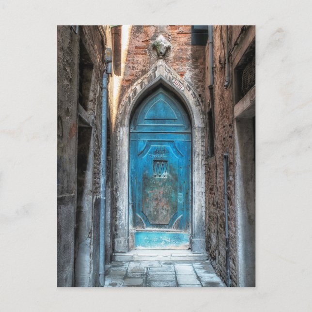 Venice Italien Blue Door Post Card Vykort (Framsida)