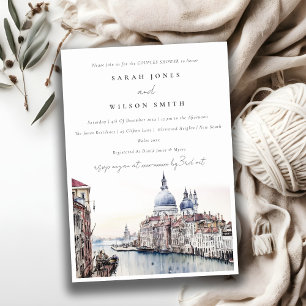 Venice Italien Canals Watercolor Par Shower Inbjudningar