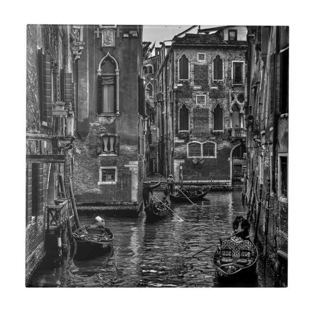 Venice italien gondola-båtkanal kakelplatta (Framsidan)