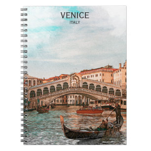 Venice Italien Gondola City Canal View Anteckningsbok
