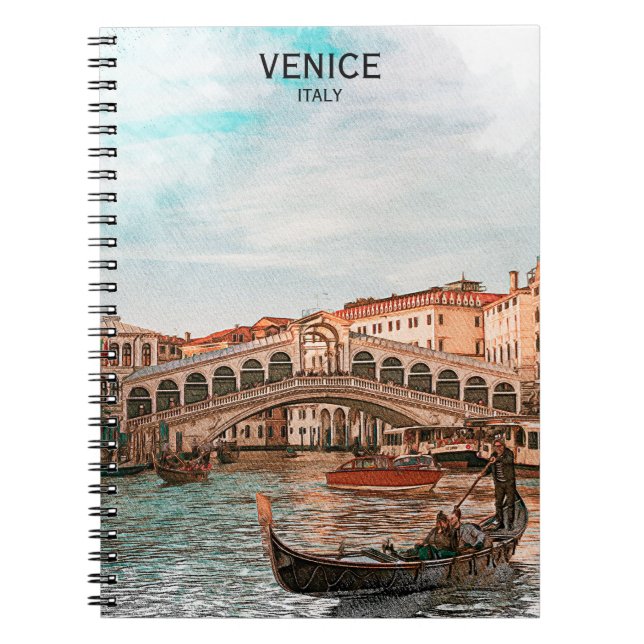 Venice Italien Gondola City Canal View Anteckningsbok (Framsidan)