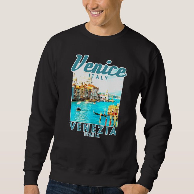 Venice Italien Venezia Italia Italia Souvenir Vint Lång Ärmad Tröja (Framsida)