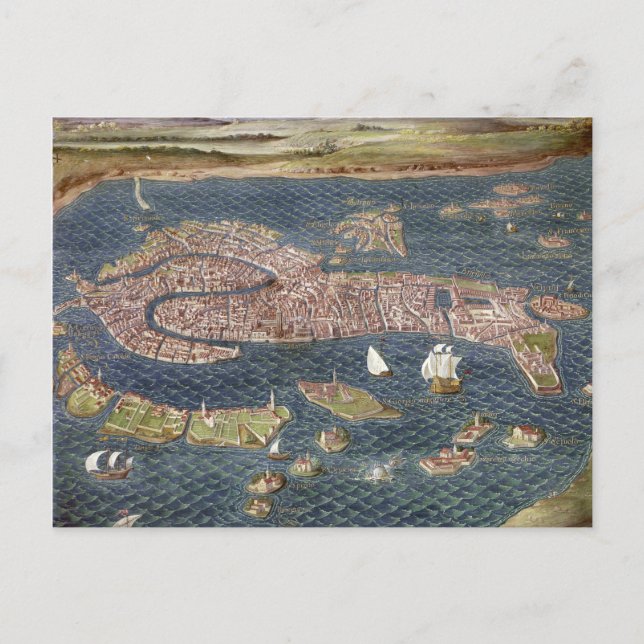 VENICE: KARTA, 1600-TALET VYKORT (Framsida)