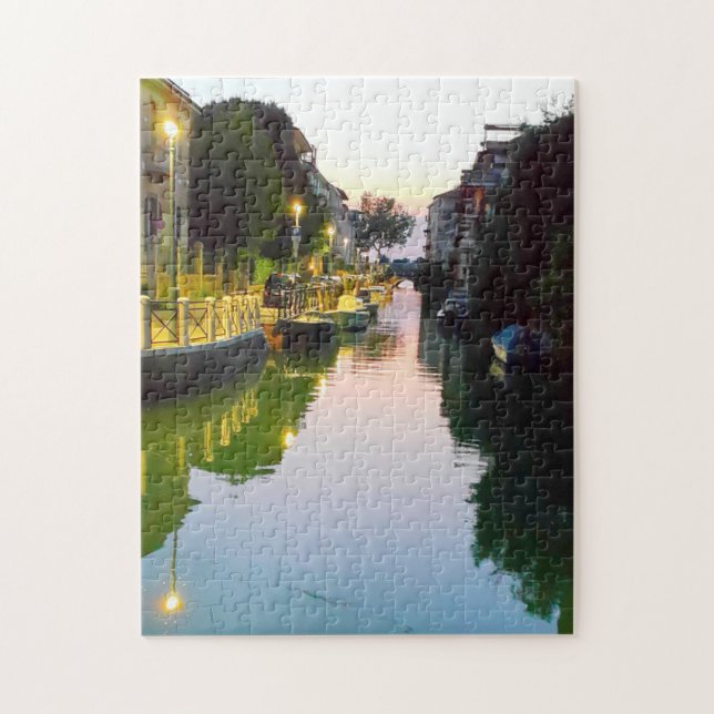 Venice Lido canal at twilight Italy view Italien Pussel (Vertikal)