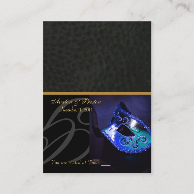 Venice Masqueramaskblå placecard Placeringskort (Framsida)
