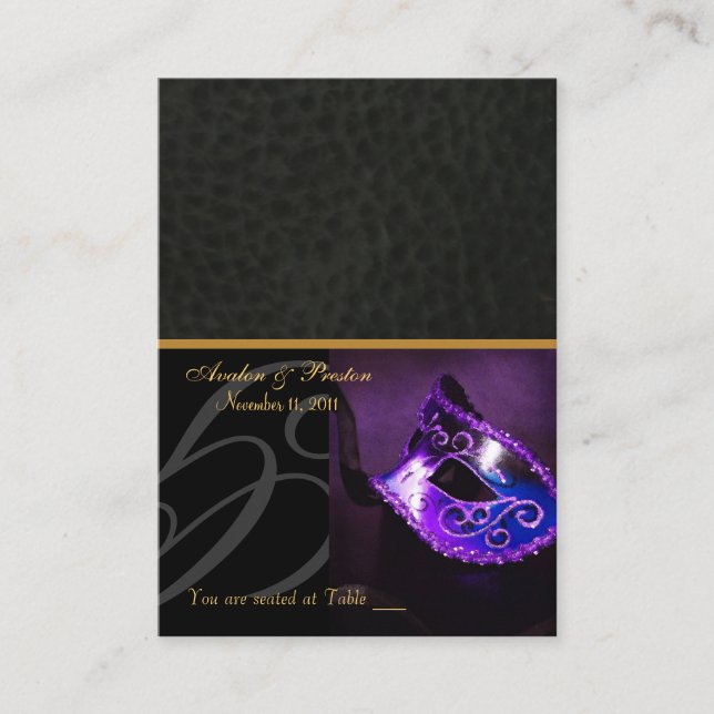 Venice Masquupperamaskens Lila Placecard Placeringskort (Framsida)