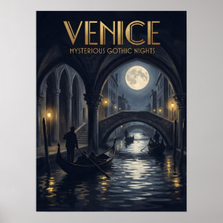 Venice Mysterious Gothic Nights Travel  Poster