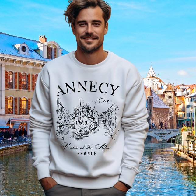 Venice of the Alps – Annecy France Scenic Illustra Lång Ärmad Tröja (Skapare uppladdad)