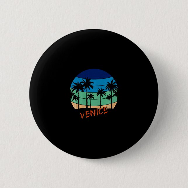 Venice Retro Vintage Solnedgång Strand Design Prem Knapp (Framsida)