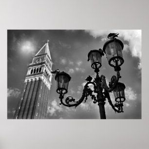 Venice San Marco Torn och Street Light Poster