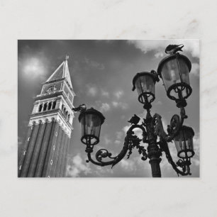 Venice San Marco Torn och Street Ljus Vykort