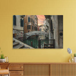 Venice Solnedgång Kanal & Bro – Romantisk Canvastryck