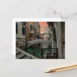 Venice Solnedgång Kanal & Bro – Romantisk Vykort
