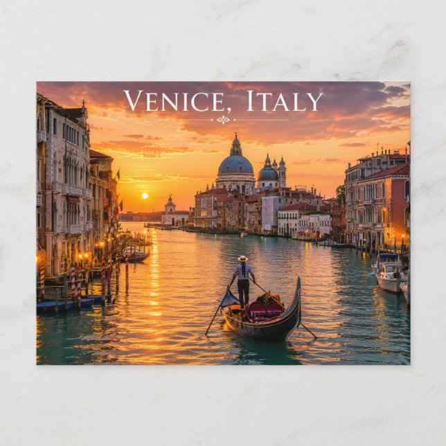 Venice Stora Kanalen Solnedgång Vykort (Framsida)