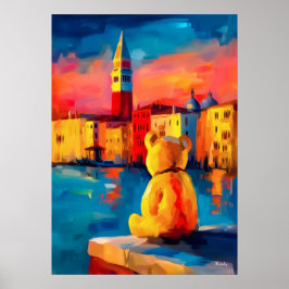 Venice Teddy Fauvist Solnedgång Canaltryck Poster