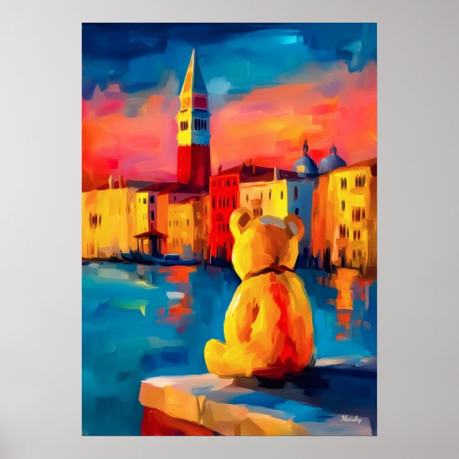 Venice Teddy Fauvist Sunset Canal Print Poster (Framsidan)