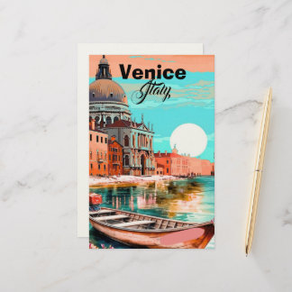 Venice Travel Postcard Art, Venice Postcard, Venic Brevpapper